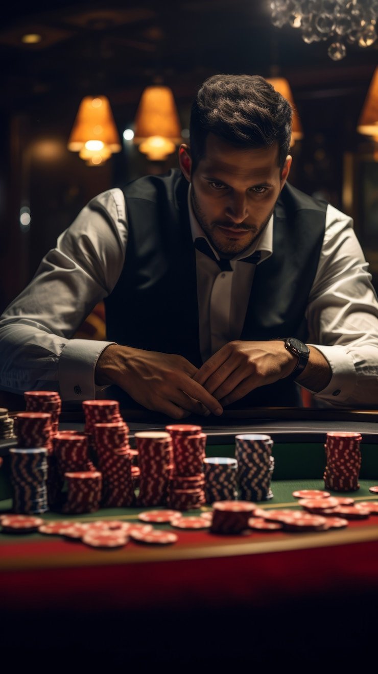 AduQ card game table layout showing two hole cards and betting positions